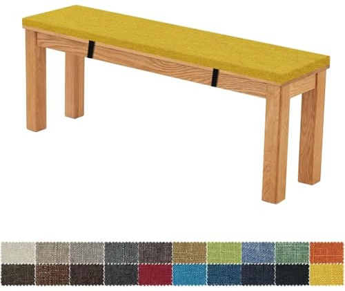 FIOVIP Bankauflage Bankkissen Sitzbankkissen 90X30X3CM Abnehmbar Waschbar Doppelt rutschfest Hochelastischer Geeignet für Gartenbänke, Schaukeln, Terrassen, Innenbänke(Gelb)