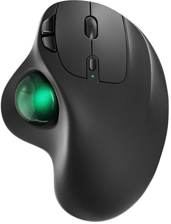 Nulea M501 Wireless Trackball Mouse, Rechargeable Ergonomic, Easy Thumb Control, Precise & Smooth Tracking, 3 Device Connection (Bluetooth or USB Receiver), Compatible for PC, Laptop, Mac, Windows.