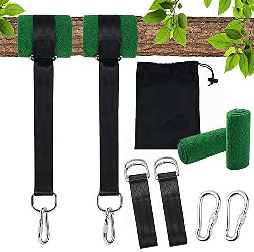 fijación, Columpio para árboles, Juego fijación, para Silla Colgante con 2 Cojines protección para árboles y 2 mosquet Pesados, Bolsa Transporte, soporta hasta 2200 Libras