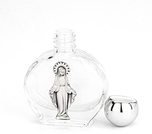 NKlaus Bouteille d'eau bénite de 10ml en verre rond motif métal Mad. Conception 6x5x2 cm Pèlerinage 14360