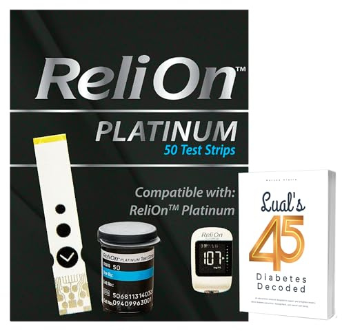 Platinum Test Strips 50 Count. Compatible with Platinum Meter, Testing Blood Glucose, Bundle with 45 Diabetes Decoded eBook Included (50 Count)