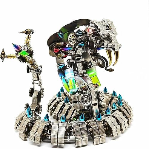 FULHOLPE 3D Metall Puzzle, DIY Mechanische Schlange Modellbausatz Erwachsene, 1000 Teile 3D Laserschnitt Modell Steampunk Sammelbares Spielzeug