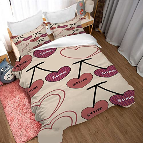 Set Copripiumino Matrimoniale Ragazzo 3 Pezzi 240X220Cm Set Biancheria Da Letto Stampati In Stampa Creativa A Forma Di Cuore 3D Copripiumini Matrimoniali In Microfibra Con Cerniera E 2 Federe