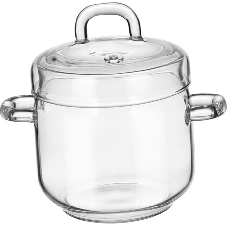 Veemoon Glass Stewing Pot Lid Heat Resistant Soup Bowl for Home Use and Restaurant for Cooking Soups Bird's Nest and More Elegant Design Smooth Edges