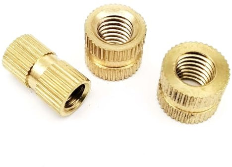 10/25 piezas M5 (OD 6,3/7/7,2/8/8,3 mm) M6 (OD 8/8,3/10 mm) Longitud 4-12 mm Impresora 3D de latón macizo Hilo de fusión en caliente Moldeo por inyección Moleteado Nutsert integrado Tuerca de inserció