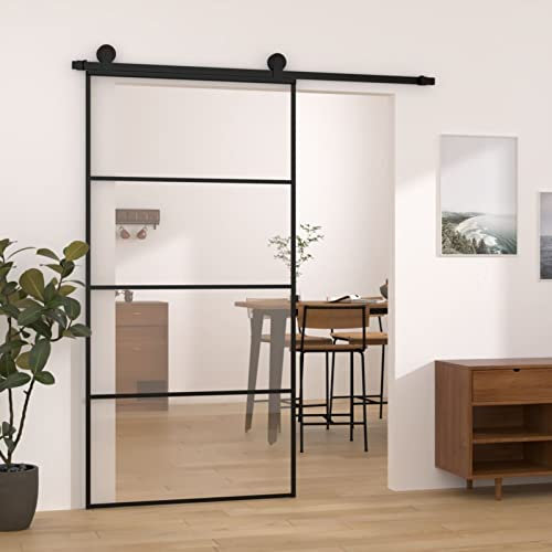 Festnight Puerta Corrediza con Herrajes Puertas Corrediza Vidrio Puerta Corredera Deslizante de Cristal Seguridad 102.5 x 205 cm