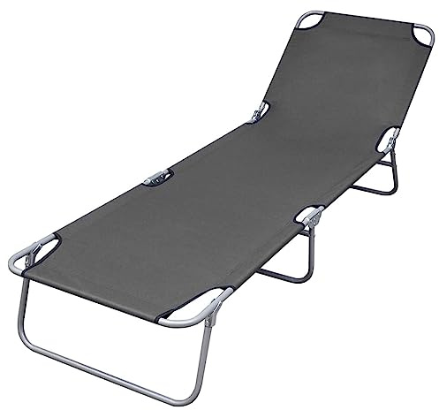 Tidyard Sonnenliege Gartenliege Relaxliege Freizeitliege Gartenmöbel Liege Holzliege Strandliege Saunaliege Liegestuhl Klappbar mit Verstellbarer Rückenlehne Grau