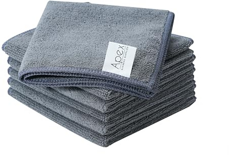 Apex Business Supplies Microfibre Cloth Pack Of 5 Grey 32 X 32 Cm Cloth | Reusable cleaning cloths, Kitchen Cloth | Streak Free & lint-free cloth, Super Absorbent Microfiber Cleaning Cloth