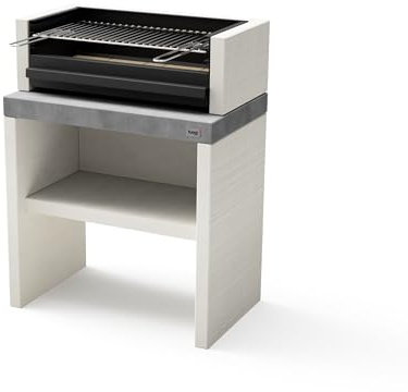 TUOZI - Einbaugrill für Holz und Holzkohle Modell PLAN 1 PLUS (Grau/Weiß - 78 x 47 x 102 cm) REF: 8025/2 - Für den Außenbereich