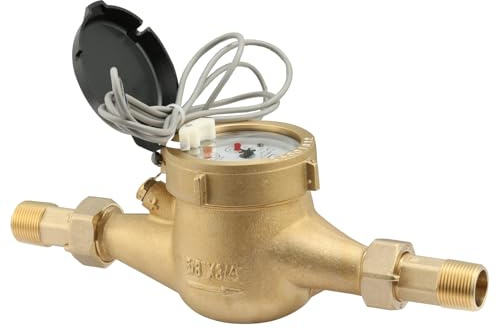 Watflow DN20 Wasserzähler mit Pulsausgang, Gallonenmessgerät, Kaltwasserzähler für Garten oder Haushalt, 3/4 Zoll NPT Kupplungen, Multistrahl