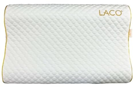 Laco - Coussin Royal Palace, Oreiller Ergonomique Cervical, Oreiller Memoire de Forme, Oreiller Orthopédique Cervicales, Réduit Les Tensions Cervicales et Dorsales, Certifiée Oeko-Tex, Housse Lavable