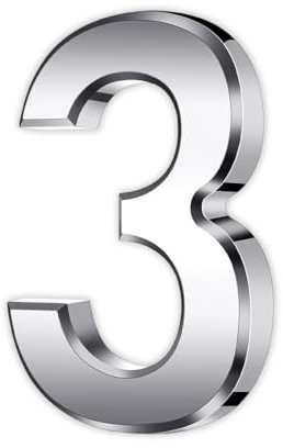 Door Numbers, 3 Inches 3D House/Mailbox Numbers Waterproof Address Numbers Self Adhesive Stickers for House Mailbox Apartment Hotel Courtyard Cafe Silver (Silver, 3)