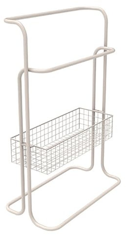 GIYDNEI Minimalistischer, Moderner Handtuchhalter Aus Metall, Aufbewahrungskörbe, Freistehende Badewanne, Tabletttisch, Handtuchhalter, Badezimmerregal, Kleiderschrank,Weiß,24.4 Dx13 Wx36.6 H
