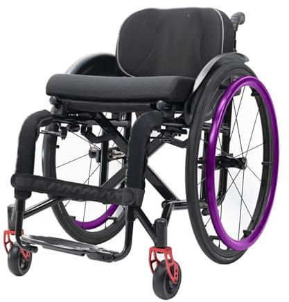 Faltrollstuhl, Rollstühle mit Selbstantrieb, Rollstuhl Faltbar Leicht Aluminium, Tragbarer Rollstuhl Transportrollstühle(Seat width:40cm/15.7in,Purple)