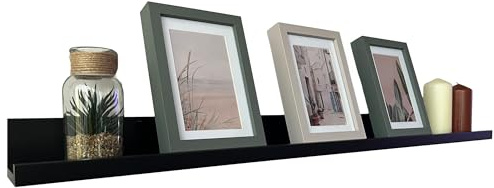 BD ART Mensola sospesa da parete, per cornici fotografiche, libri, 100 cm, nero, set da 1, mensola, scaffale per presentazione, decorazione per soggiorno, cucina, studio