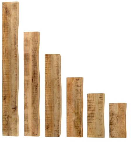 trelevo Wandregal 50x20 cm Mangoholz massiv Baumkante Regalbrett