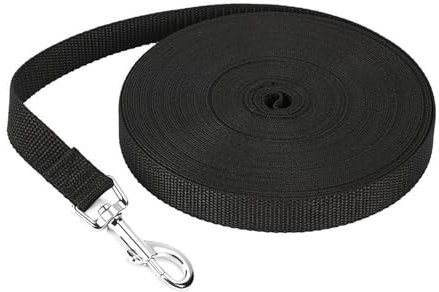 Schleppleine für Hunde, 10M Robuste Hundeleine Übungsleine, Nylon Hundeleine, Trainingsleine mit Handschlaufe und D-Karabiner für Kleine bis Große Hunde(Schwarz)