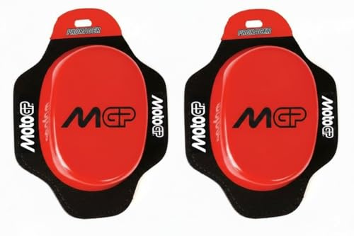 PRORACER Deslizadera de rodilla para motoristas, rodillera deslizantes carretera circuito competicion sliders con logo MotoGP (Rojo)