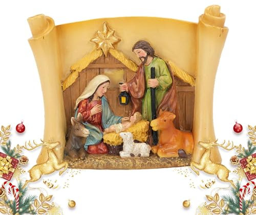 Krippenfiguren - Einzigartiges Krippen-Set, Krippendekorationen | Weihnachten Basteln Krippenfiguren Set Desktop Figur, Harz Krippenfiguren Stabile Krippe Tischdekoration für Schreibtisch