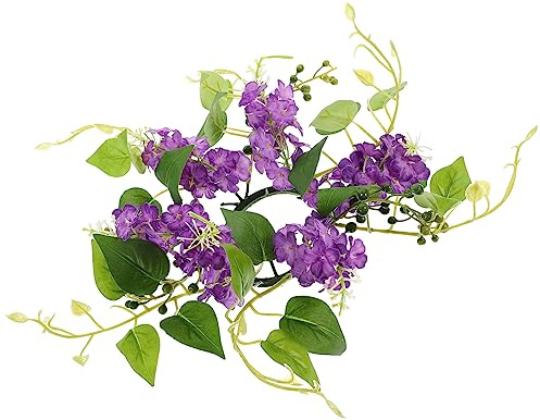 RORPOIR Artificial Hyacinth Flower Candle Ring Wreath Home Decorative Centerpiece for Wedding