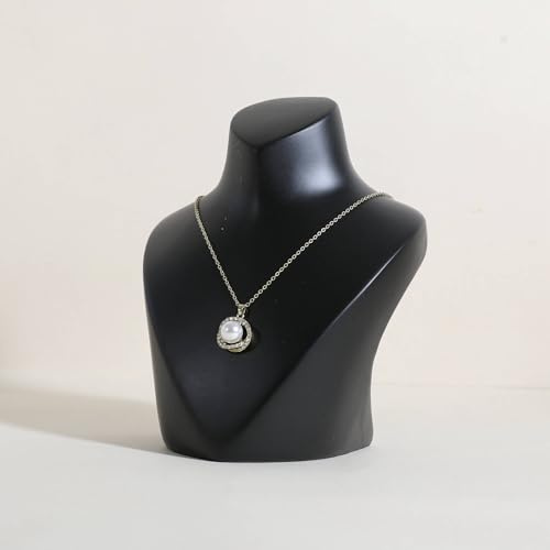 GemeShou Maniquí de exposición de joyas 3D de yeso, Busto porta-collares negro para decoración del hogar, Expositor de cadenas y pendientes para la venta【Busto de yeso】
