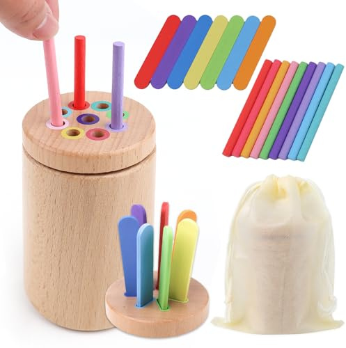 Mooshy Montessori Spielzeug ab 1 Jahr - Holz Farbe Form Sortierspielzeug ab 1 2 3 Jahre 2-in-1 Sensorik Spielzeug zum Farben Lernen Sortierspiel Steckspiele Geburtstag Weihnachten Geschenk für Baby