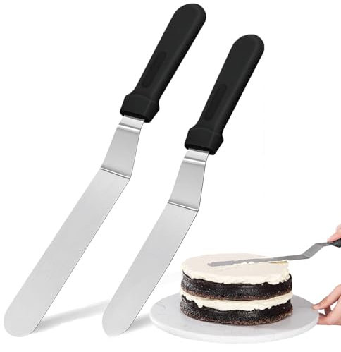 Cake Spatula, 2 PCS Offset Spatula, 1 Long and 1 Short with Handle Baking Accessories Cake Smoother for Icing Decorating Pastry Baking