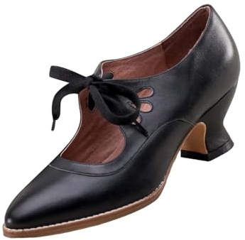 OBiQuzz Mary Jane, scarpe da donna ballerina, scarpe da ballerina, eleganti e comode, scarpe da ballerina, scarpe basse con tacco, scarpe da lavoro, scarpe tradizionali, Nero , 42
