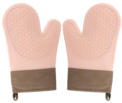 2PCS Gant Cuisine, Gants de Cuisine Une Surface Antidérapante en Silicone, Intérieur en Coton, Gants Cuisine Résistant à la Chaleur,Gant pour Four de Cuisine