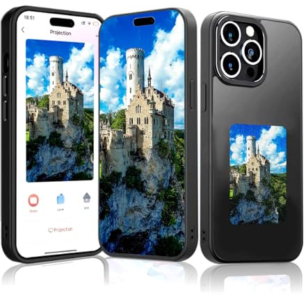 Youery Ink Screen Handyhülle für iPhone 15 Pro, Schwarz | Personalisierte Hülle, Benutzerdefinierte Bilder, AI Phone Case, NFC-Verbindung, TPU