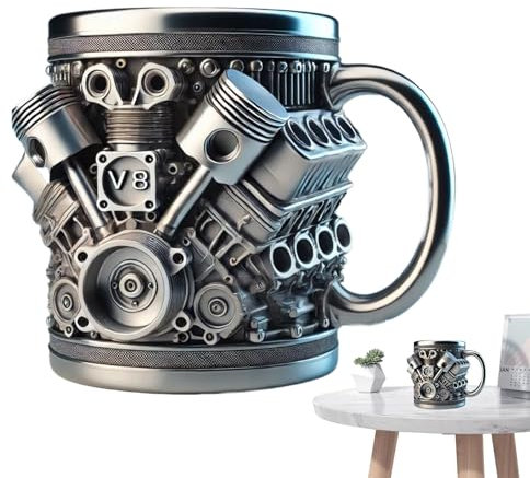 JPSDOWS Mug Café Inoxydable,30cl Tasse Isotherme Acier Inoxydable | Isolation Double Paroi Sous Vide, Bouchon Large Design Moteur Pour Voiture, Pique-Nique, Camping, Gym