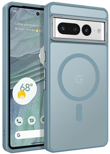 YINLAI für Google Pixel 7 Pro Magnetische Hülle [Kompatibel mit Magsafe] Unterstützt kabelloses Laden Schlanke vollständige stoßfeste Hülle für Google Pixel 7 Pro, Grau Blau