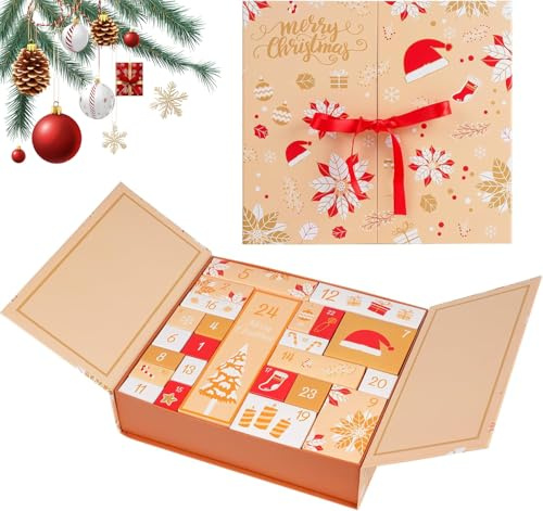 Calendario Adviento Vacio 2025 Calendario de Adviento Vacío para Rellenar Mujer Relleno Advent Calendar Navidad (Naranja)