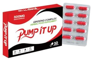 PUMP IT UP RED 500mg | Stronger | Longer | Harder | Performance | Extra Strength Enhancing Pills, Stamina Endurance Booster Supplement Pills for Men | 10 Ginseng LIBIDO Booster Capsules