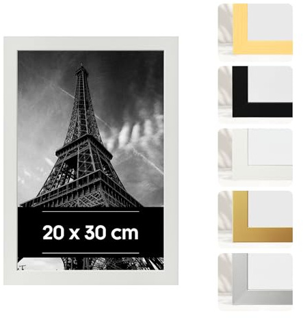 Estancia Cornice Portafoto in Plastica Bianca 20x30 cm - Cornice 20 x 30 con Vetro Acrilico Infrangibile - Cornice Portafoto Moderna per Pareti e Tavoli