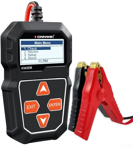 Tester batteria auto 6V 12V per KONNWEI KW208, CCA 100-2000 Analizzatore di tensione e resistenza interna con generatore di avviamento, 8 lunghezze