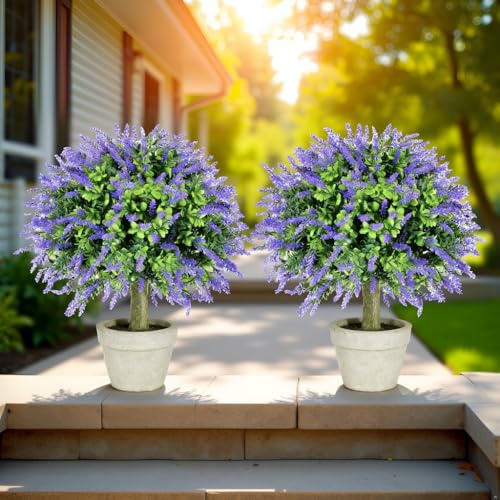 AllE quip Künstlicher Lavendel 60 cm künstliche Pflanzen UV-Schutz für Innen- und Außenbereiche, Büro, Wohnzimmer, Schlafzimmer und Garten Moderne Dekoration, 2 Stück