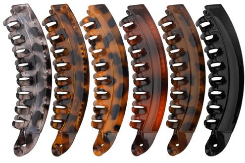 Bumlofa 6 Stück Banana Clips in Schildpattfarben für Dickes/Dünnes Haar Bananenspange Haare mit Leopardenmuster für Frauen und Mädchen