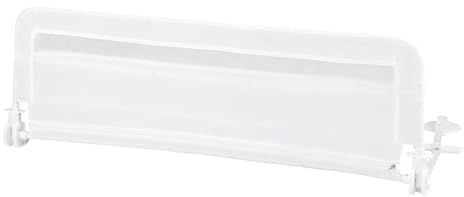 GOPLUS Barrera de Cama para Niños Pequeños 120 CM, Barandilla de Cama para Bebés Abatible con Estructura de Metal, Funda Desmontable y Lavable y Correa de Seguridad, para Cama (Blanco)