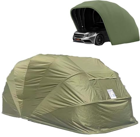 Tendalino per Auto Retrattile Pieghevole, Garage Portatile In Acciaio Inossidabile con Finestrini Laterali, Garage Pieghevole Mobile, Tettoia per Auto con Telone per Tutte Le Stagioni green