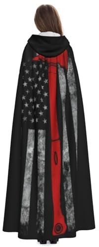Yyoretp Capa con capucha para adultos, diseño de hacha de bombero con línea roja, para carnaval, cosplay, Navidad, Halloween, túnica