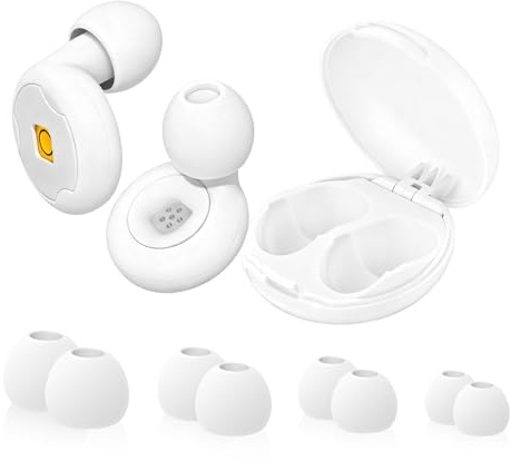 Bouchon D'oreille Pour Dormir, Bouchon D'oreille Anti Bruit，Silicone ultra-doux Réutilisable, Protection Auditive Fiable Pour Sommeil, Travail, Concentration, Voyages et Concerts (Blanc)