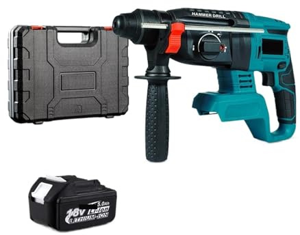 Perceuse À Percussion Rotative Sans Fil Balais 2000 W 10600 IPM Électrique Rechargeable For Batterie Capacité De PerçAge Maximale(1x5.0Ah Battery)
