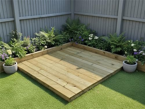 eDecks Standard Redwood Decking Kit - 145mm Deck Boards with Joists & Fixings - 1.8m x 1.8m No Handrails