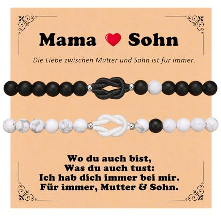 Paare Armband Perlen Unendlichkeit : 2 Stück Armbänder für Geschenk Mutter und Sohn, Muttertag Schulabschluss Weihnachten Geburtstag Jahrestag Geschenke Armbänder für Mama Sohn Männer Damen Frauen