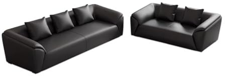 KIBONCY Moderne Bürosofa-Sets, Bequeme Couch for Unternehmen, Hochdichte Schaumstoffkissen, Dicker, Modularer Lounge-Möbelsitz Aus Nano-Kunstleder(165+215cm)