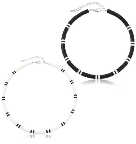 XUZOPIM 2 Stück Muschelkette, Surferkette Herren, Shell Halskette Zutreffend Muschelkette Harren Herren Surferkette, Getäfelte Holzperlen Halskette, Einzigartige Stil Halsketten