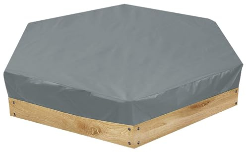 Funda para Caja de Arena Impermeable, Cubierta para Caja de Arena, Impermeable Hexagonal, Resistente a los Rayos UV y al Polvo para Exteriores para Cajas de, Gris (70, 87 x 59, 06 x 7, 87)