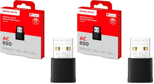 Mercusys TP-Link MA20NB Adattatore WiFi USB AC650Mbps con Bluetooth 5.0, Nano Chiavetta WiFi per PC Fisso, Dual Band 433/200 Mbps, WPA3, USB 2.0, Plug & Play, Compatibile Windows 11/10