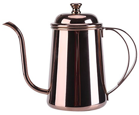 650 ml Kaffeekanne mit langem Ausguss, Griff zum Aufbrühen zu Hause, Tropfkanne, Kaffeekessel mit Schwanenhalsausguss, Kaffeekessel aus Edelstahl (Roségold)